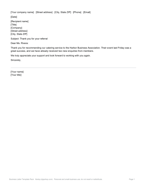Preview of the first page of Thank-you letter